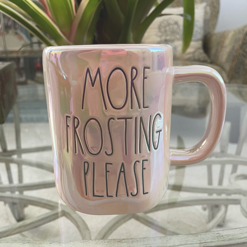 Rae Dunn MORE FROSTING PLEASE iridescent luster mug